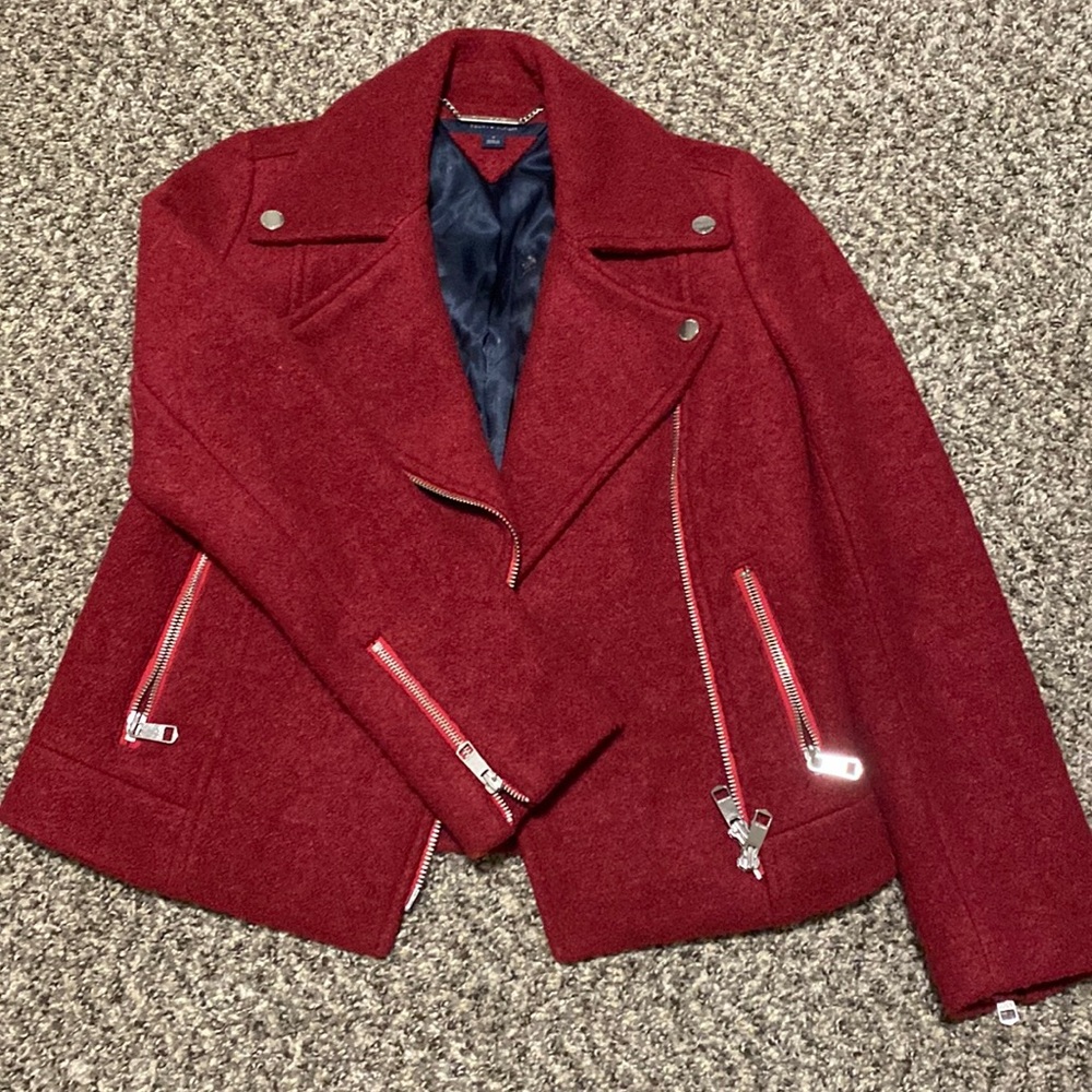 Red wool Moto jacket